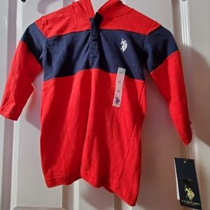 BNWT. US POLO ASSN Boys 3T 3/4 Sleeve Hooded Shirt